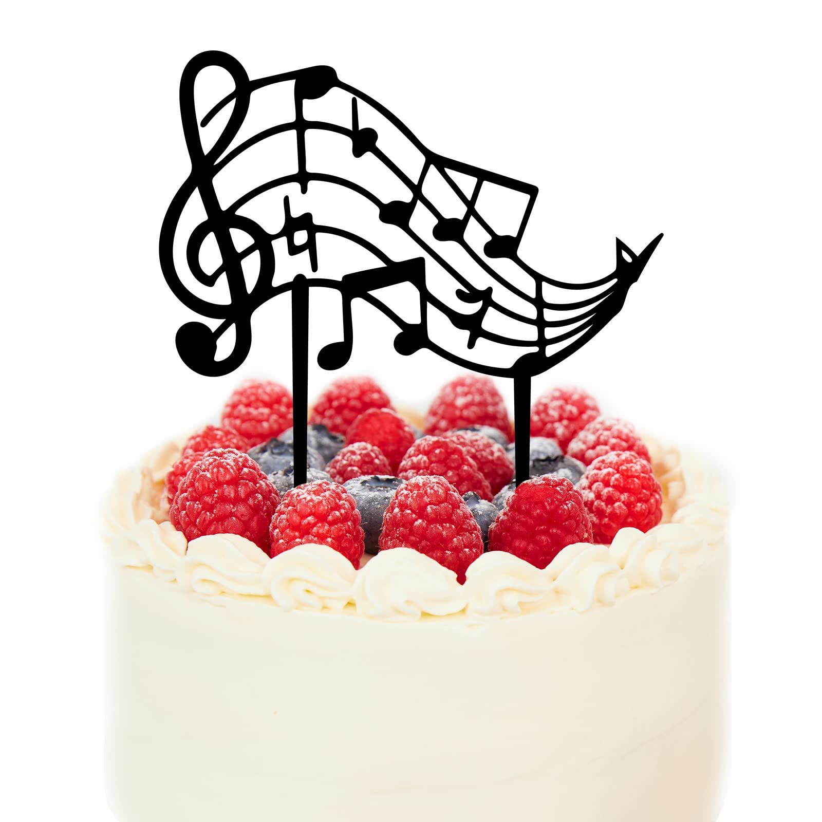 PLIGREAT Musical Notes Cake Toppers Elegant Black Acrylic Music Symbols for Birthday Cakes, Cupcakes, Band Parties Baking Supplies for Musicians, Singers & Cake Shops Decorations