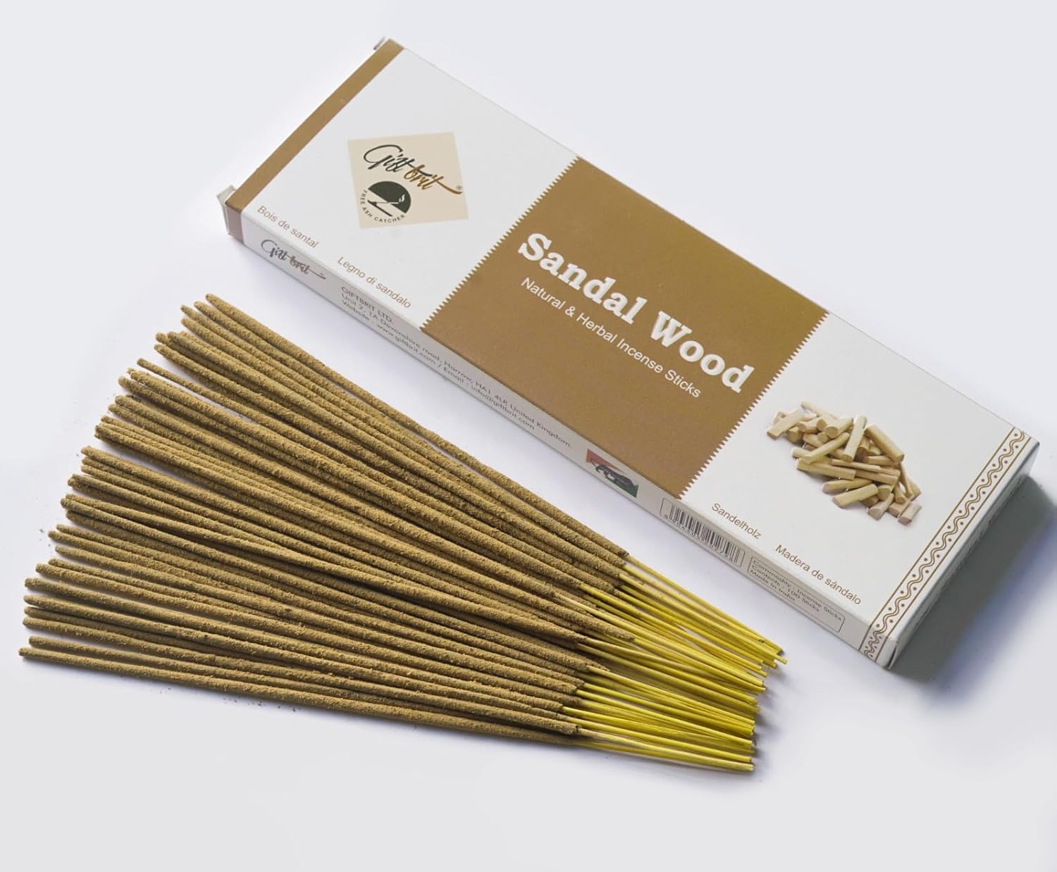 Giftbrit Sandalwood Natural & Herbal Incense Sticks 100 Sticks With Incense Holder For Meditation, Yoga, Church, Relaxation, Healing and Positivity