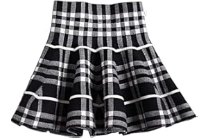 Mesinsefra Little Big Girls' High Waist Knitted Flared Pleated Skirt Casual