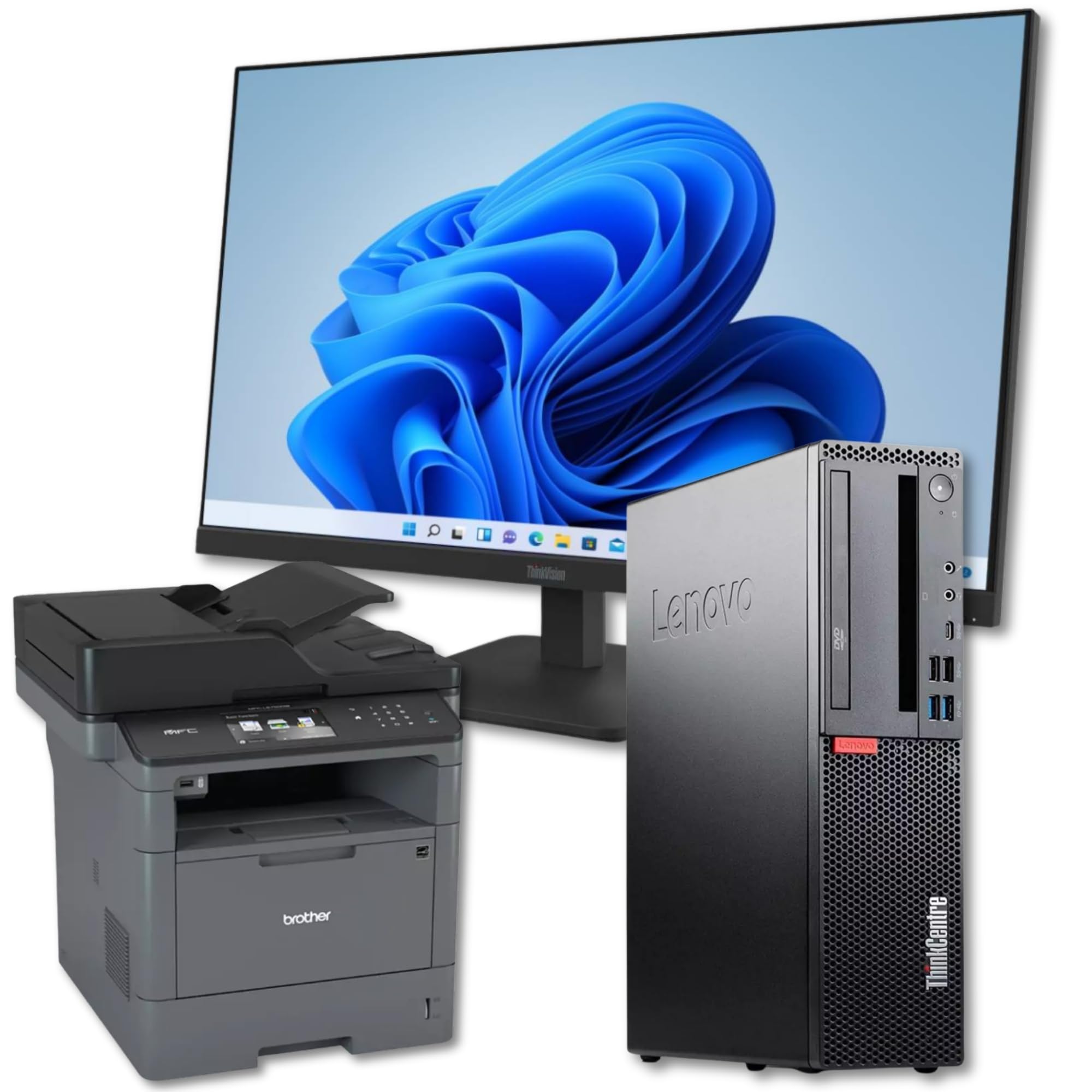 Lenovo Postazione ufficio completa Pc Desktop Intel Core i5-8400 Fino a 4.60 Ghz | Ram 16GB | SSD 512GB | Monitor 27" ThinkVision FullHD Win 11 OFFICE 2021 Ricondizionato con Multifunzione wifi