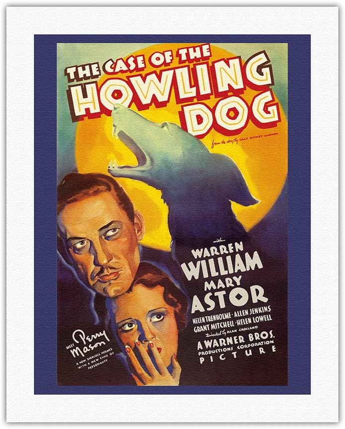 Pacifica Island Art - The Case of the Howling Dog - Starring Warren William & Mary Astor - Vintage Film Movie Poster c.1934 - Fine Art Rolled Canvas Print - 20in x 26in