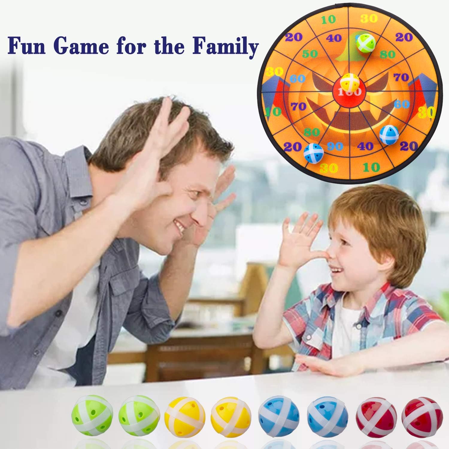 Kyerivs Dart Board Game Set for Kids Halloween Theme Dartboard with Hook and 8 Sticky Balls Family Fun Best Toy Gift for Boys and Girls Indoor Outdoor Interactive Games Diameter 14 Inch : Sports & Outdoors