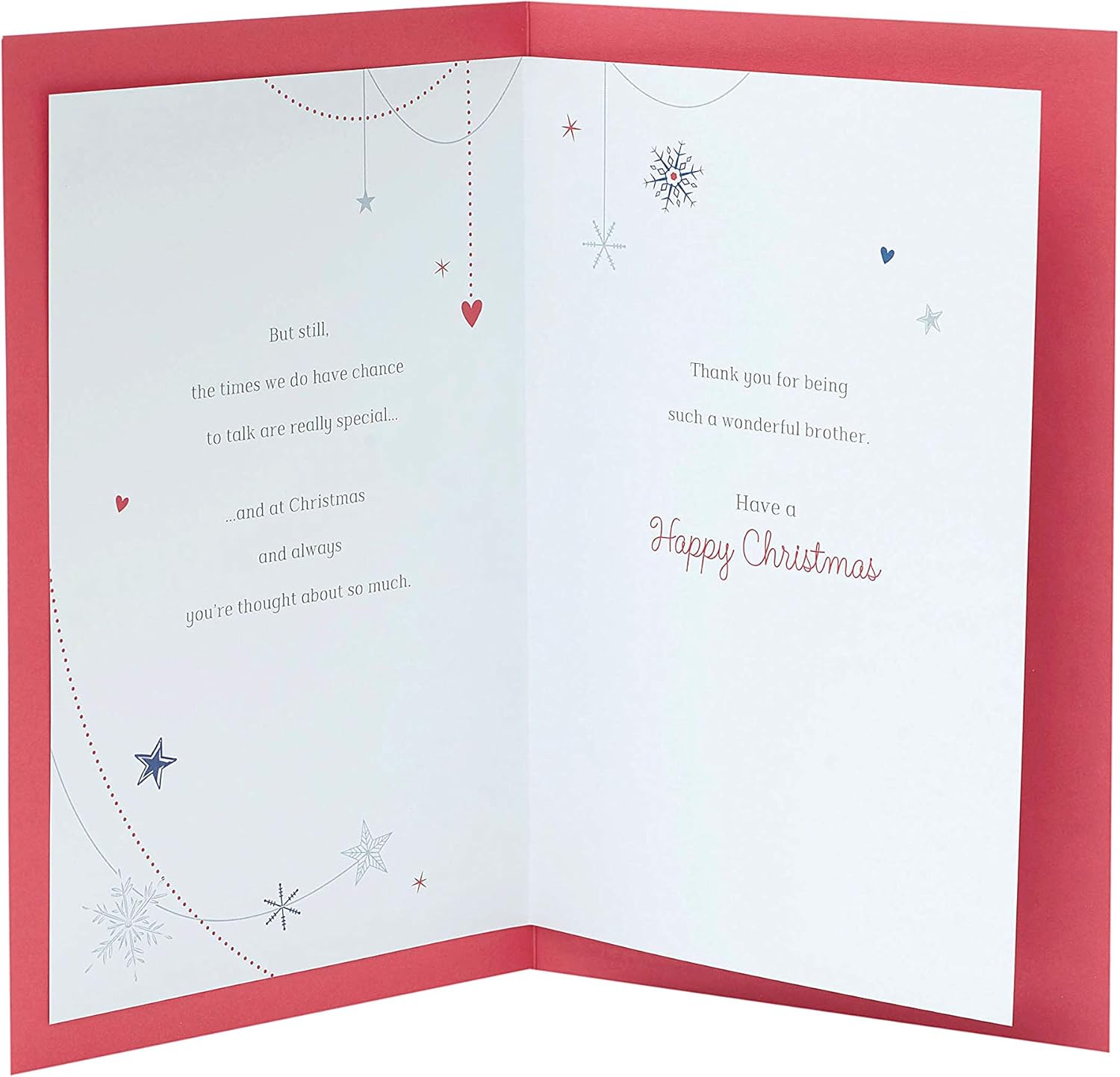 UK Greetings Brother Christmas Card - Christmas Card for Brother - Featuring Lovely Message Inside, red, 149 mm x 229 mm - Image 3