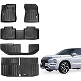 Wqyimat Custom for 2022-2024 2025 Mitsubishi Outlander Floor Mats 3Row and Trunk Cargo Liner All Weather TPE Rubber Mat (not for PHEV or Sport Models) (Floor Mats 3 Row+Cargo Liner