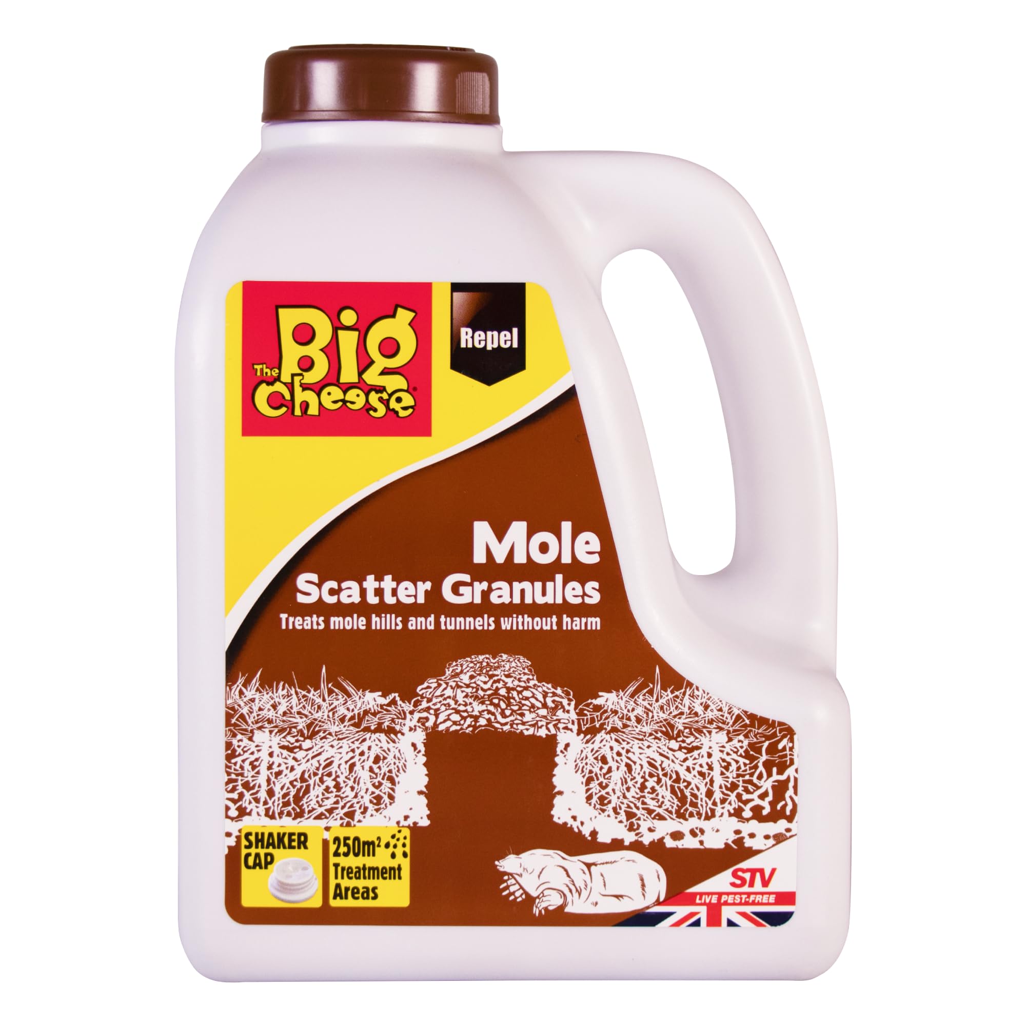 The Big Cheese Mole Scatter Granules - Humane Pest Deterrent for Moles - Natural Outdoor Mole Control with Repellent Granules - Safe & Effective Solution - 2.5kg, White