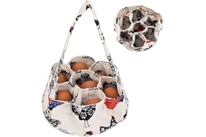 Large Egg Collection Basket, Portable Farmhouse Chicken Egg Holder with 7 Bags, Anti-crushing Handheld Egg Purse Egg Basket f