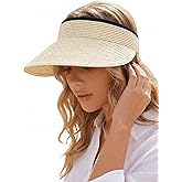 AlturaGo Sun Visor Hat for Women Summer Beach Vacation Essential Ponytail Friendly Travel Foldable Packable UPF 50+