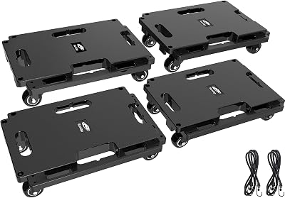 Ronlap Furniture Moving Dolly 4 Wheels 150 kg Capacity 4 Pack Black