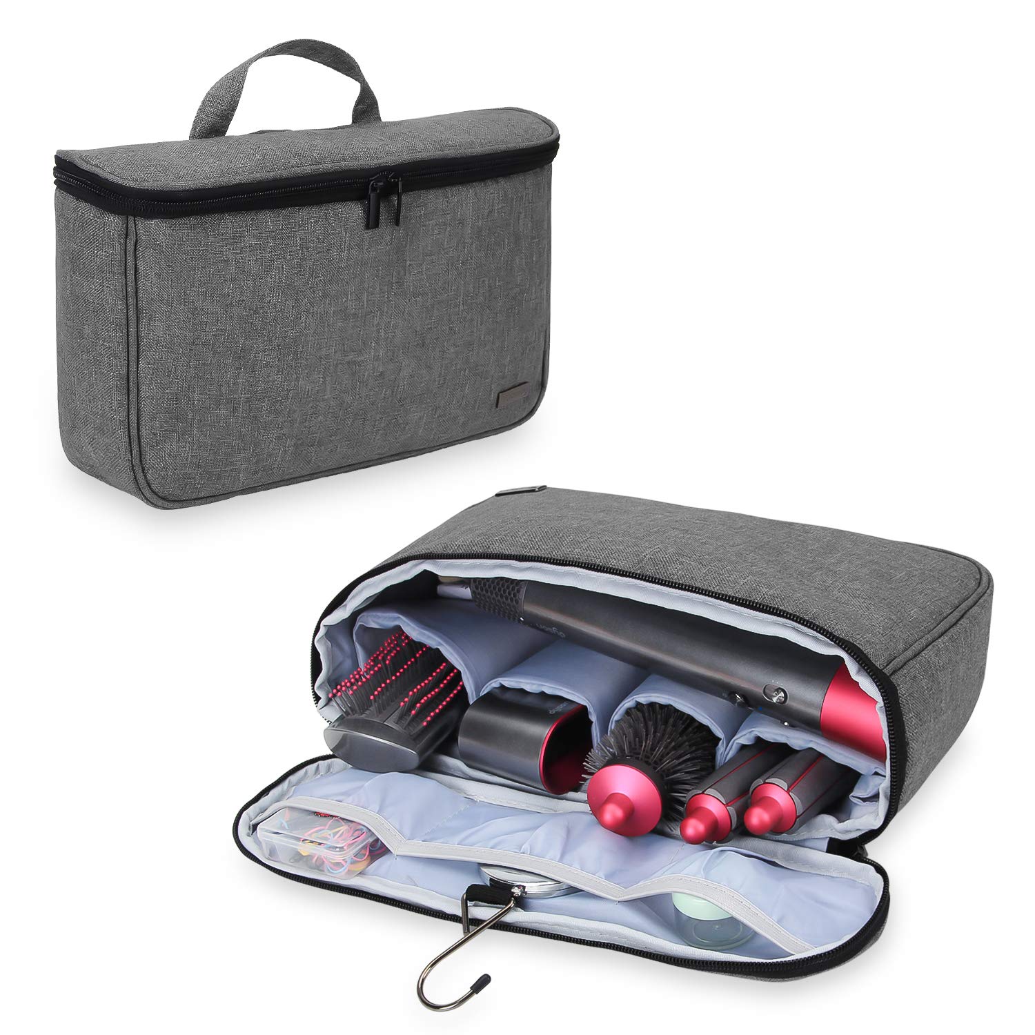Teamoy Travel Storage Bag Compatible with Dyson Airwrap Styler, Portable Travel Organiser for Airwrap Styler and Attachments, Grey