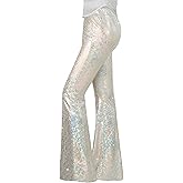 Nawgut Sequin Flare Pants Sparkly Glitter High Waisted Bell Bottoms Leggings Party Disco Clubwear for Women