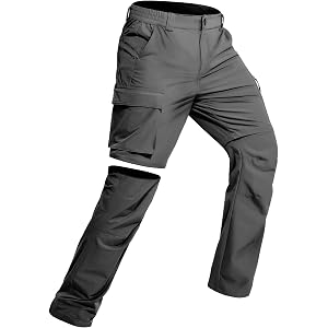 Mens Convertible Hiking Pants Lightweight Quick Dry Waterproof Outdoor Fishing Travel Zip Off Cargo Work Pants for Men