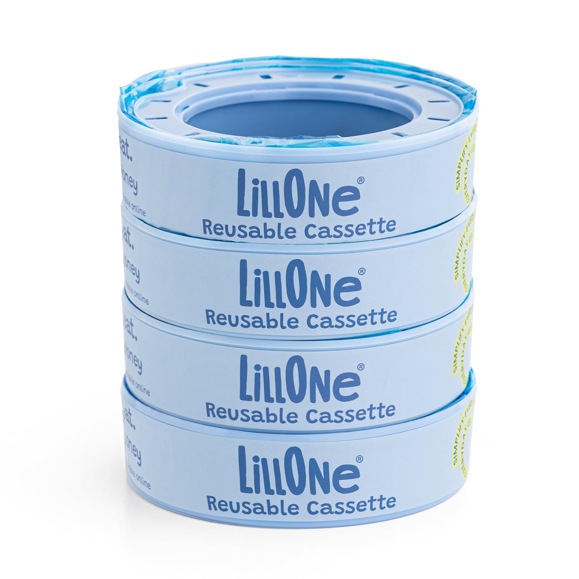 LillOne 4 Refills with Reusable Cassettes for Nappy Bins, compatible with Angelcare - Nappy Disposal Systems