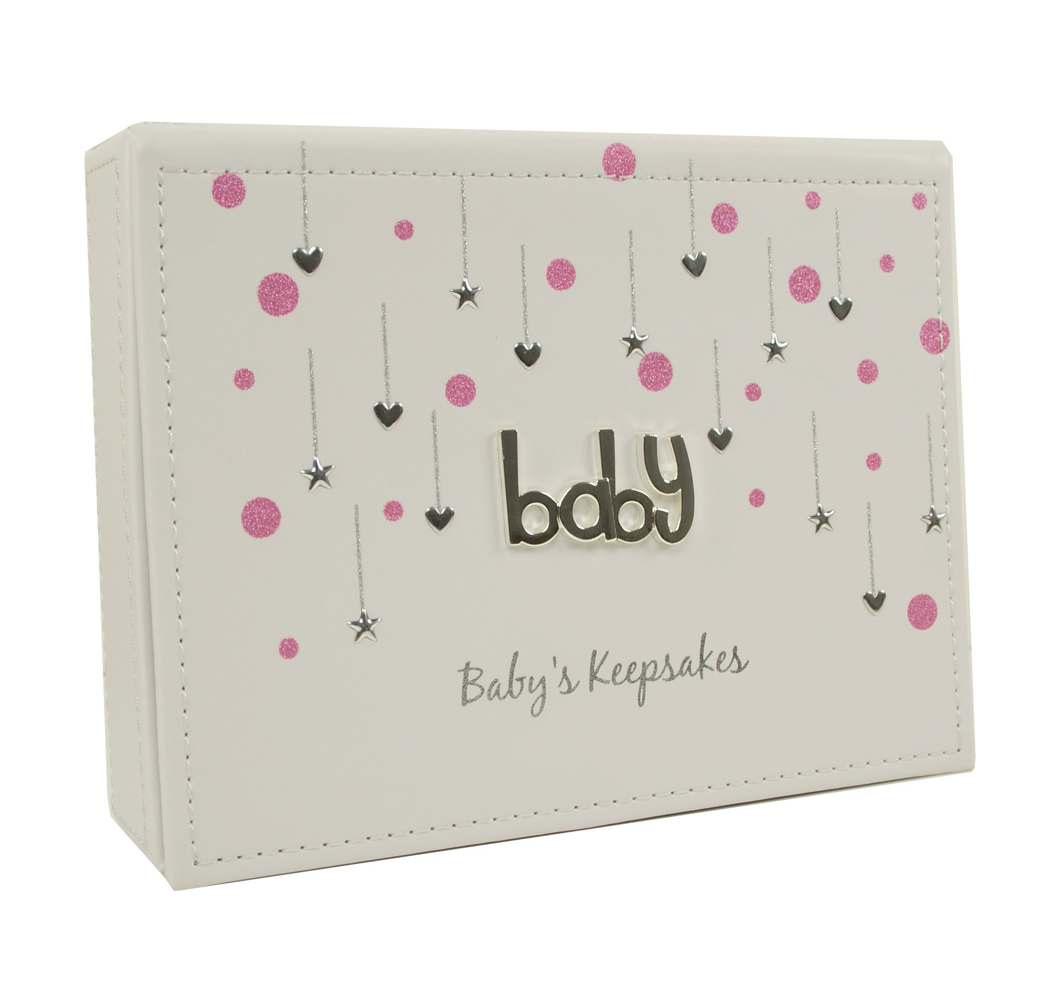 Buy White and Pink Faux Leather Baby Girl Keepsake Box Gift Online at