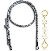 Merunone Purse Straps Replacement Crossbody, Paracord Rope Hand Woven Purse Strap with Gold Bag Extender Chain for Long Champ Mini Handbag Adjustable Bag Shoulder Strap for Women,Teens（Zebra
