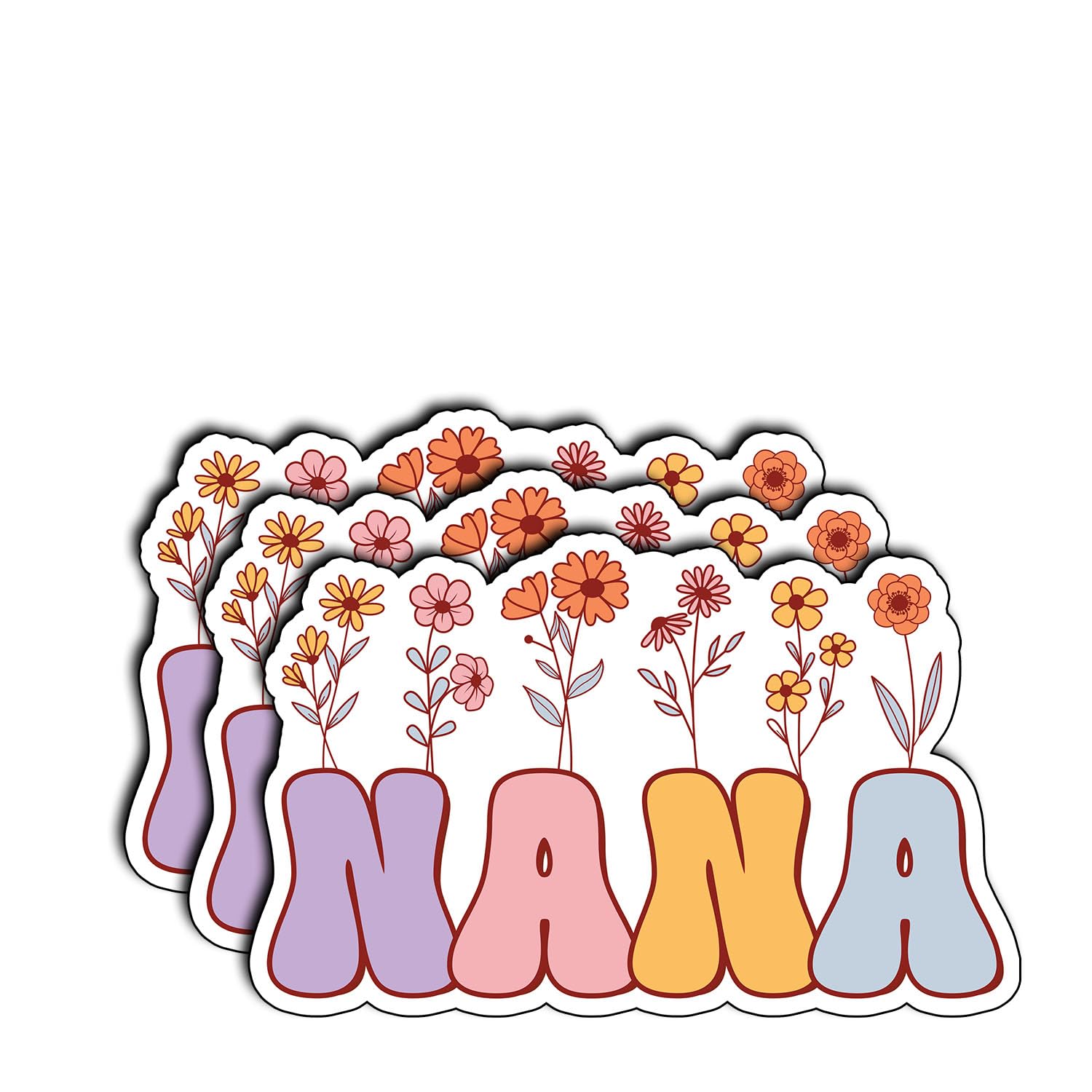 Photo 1 of (3Pcs) Nana Floral Sticker Aesthetic Vinyl Waterproof Decal for Laptop Water Bottle Scrapbook Journal Gifts for Grandma Mimi Gigi Meemaw Mamaw Nonna Birthday Mother Day Christmas Appreciation (3x2)