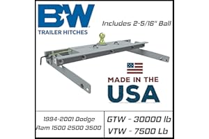 B&W Trailer Hitches Turnoverball Gooseneck Hitch - GNRK1394 - Compatible with 1994-2002 Dodge 2500 & 3500 Trucks and 1994-2001 Dodge 1500 Trucks