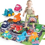 lerrbo 9 PCS Baby Truck Toys with Crane Playmat Storage Bag view 8