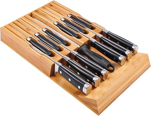 Amazon Com Utoplike In Drawer Bamboo Knife Block Drawer Organizer