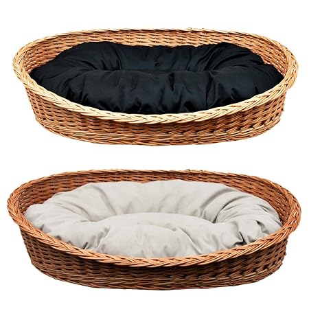 GalaDis Großer Hundekorb/Hundebett/Hundesofa aus Weide mit weichem Hundekissen für mittelgroße und große Hunde 100 cm