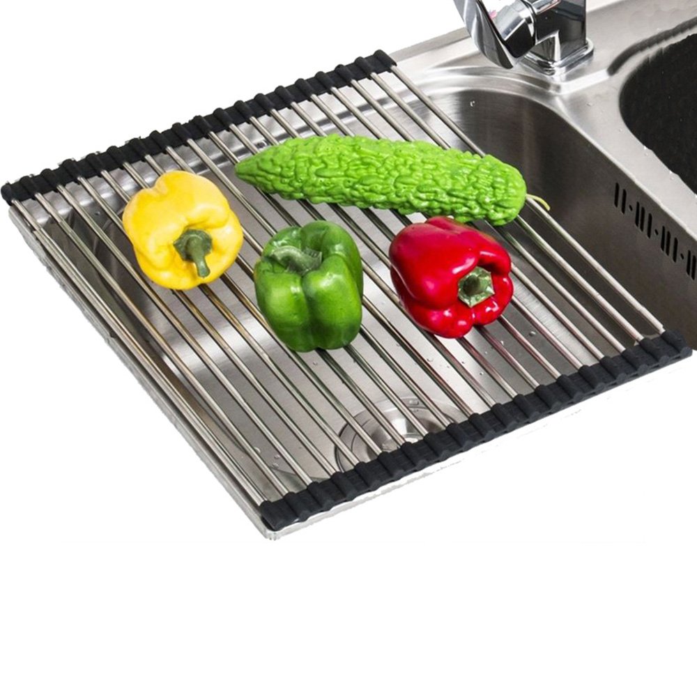 VANRA Foldable Roll up Dish Drying Rack Stainless Steel OverTheSink
