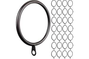 Meriville 28 pcs Oil-Rubbed Bronze 1.5-Inch Inner Diameter Metal Curtain Rings with Eyelets, Fits Up to 1 1/4-Inch Rod