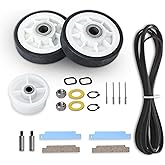 For Maytag Neptune 3000 Series MDE6000AYW MDE5500AYW Dryer Repair Kit Replaces Drum Rollers 12001541 303373K W10116741 303373, Belt 33002535 WP33002535 33001777, Idler Pulley 6-3700340 WP6-3700340