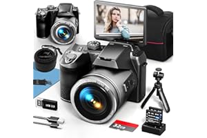 Monitech 64MP Digital Camera for Photography, 4K Vlogging Camera for YouTube with 3” Flip Screen,16X Digital Zoom, WiFi& Autofocus,2 Batteries, 32GB TF Card(S200,Black)