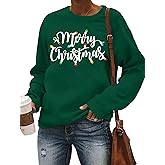 MAIHUN Christmas Sweatshirt Womens Merry Christmas Long Sleeve Xmas Holiday Christmas Lights Pullover Shirts