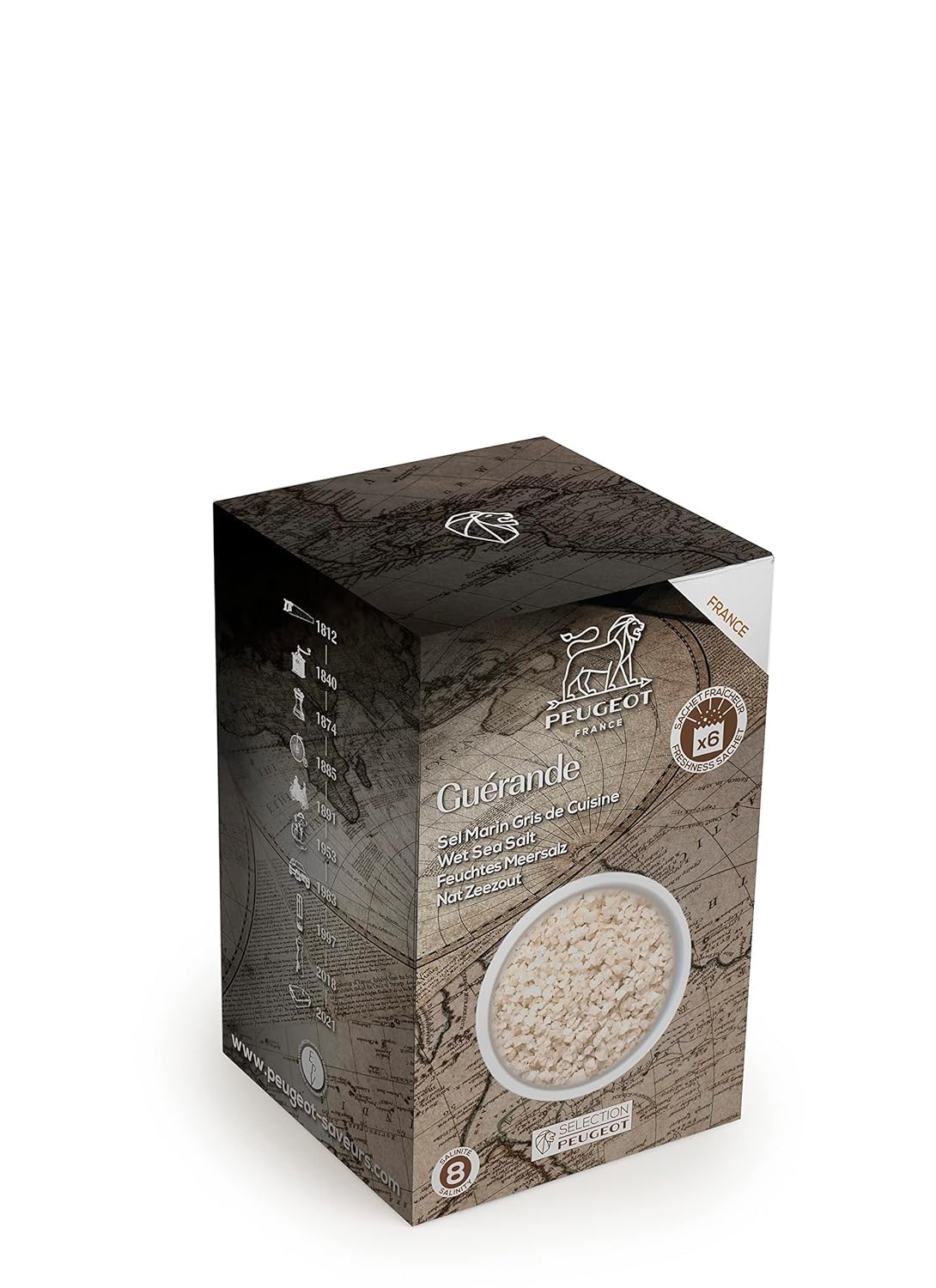 Peugeot - Spice Selection - Wet Sea Salt - Large Kitchen Salt - Salinity 8 - Triple Protection Freshness sachets - 300g