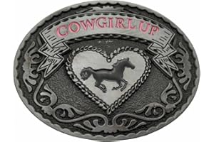 Womens Cowgirl Up Rodeo Western Horse Oval Belt Buckle