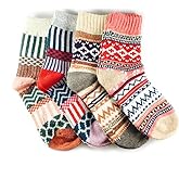 JOYCA & CO. 3-5 Pairs Womens Multicolor Fashion Warm Wool Cotton Thick Winter Crew Socks
