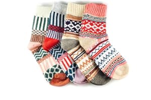 JOYCA & CO. 3-5 Pairs Womens Multicolor Fashion Warm Wool Cotton Thick Winter Crew Socks