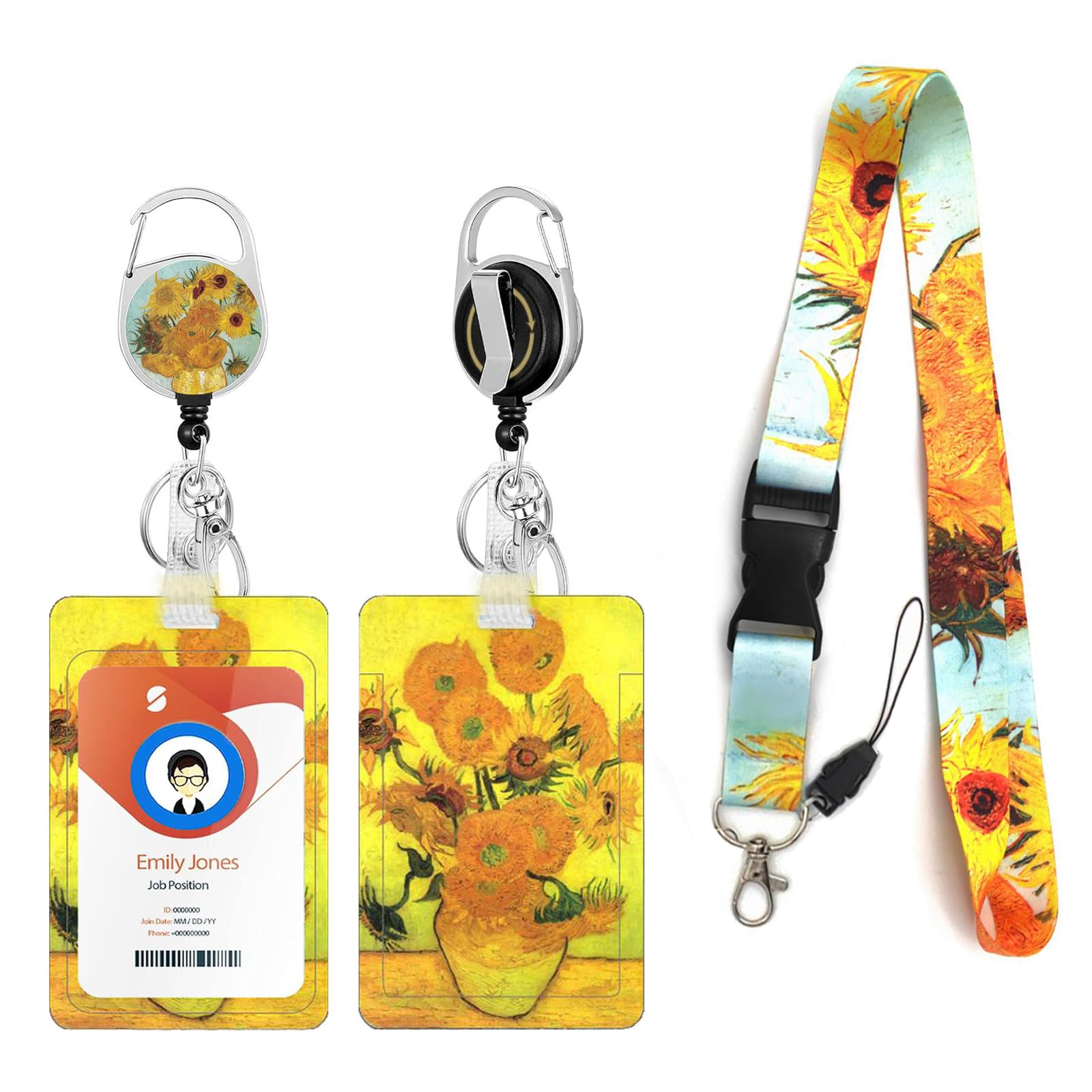 Photo 1 of ID Badge Holder with Lanyard,Retractable ID Badge Card Holders Detachable Neck Strap with Badge Reel and ID Holder for Keychain and Phone Case (Yellow)