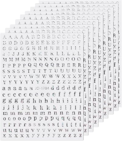 sourcing map Silver 3D Holographic Nail Letter Stickers 8 Sheets DIY Art