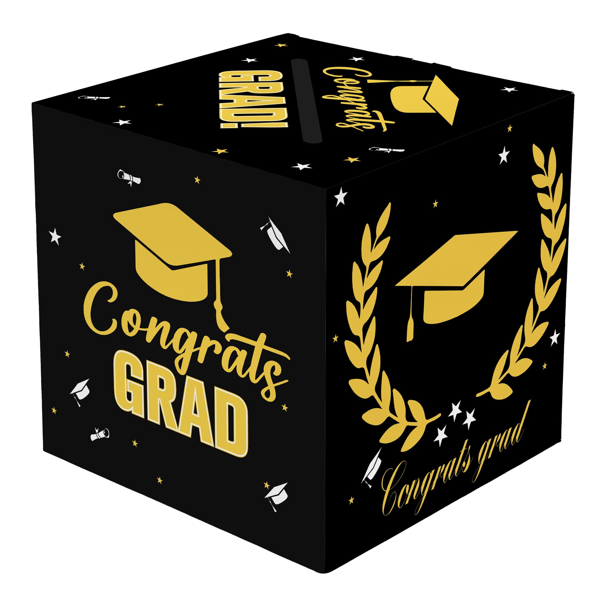 Photo 1 of Graduation Card Box, Graduation Party Decorations 2024, Card Boxes for Graduation 2024, Graduation Box Holder, Grad Box for Gift and Cards, Card Box for Graduation Party Supplies Party Favors, Black
