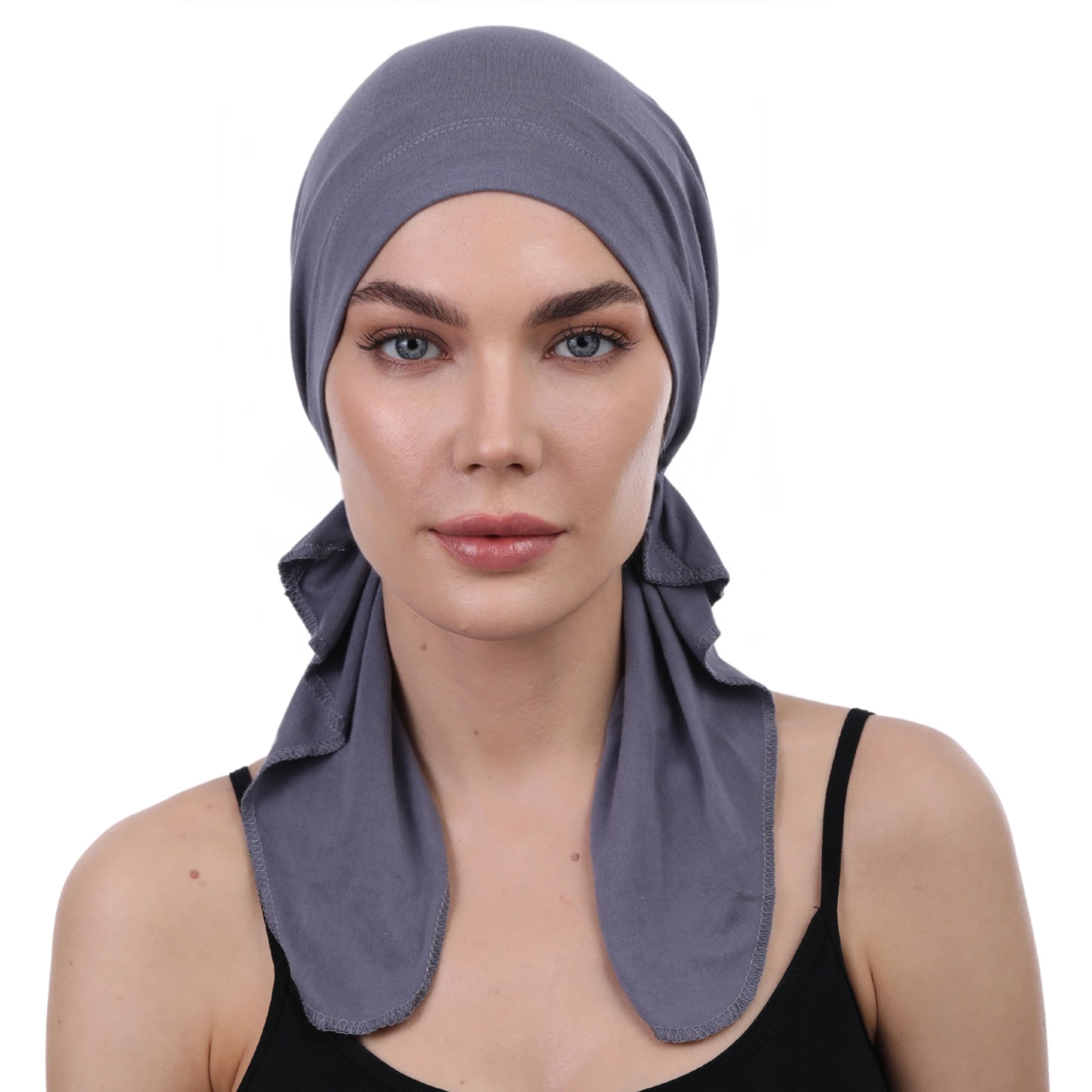 Deresina Pre-Tied Chemo Bandana for Women – Soft Bamboo Turban & Head Scarf for Hair Loss & Alopecia – Breathable Headwear (Charcoal - One Size)