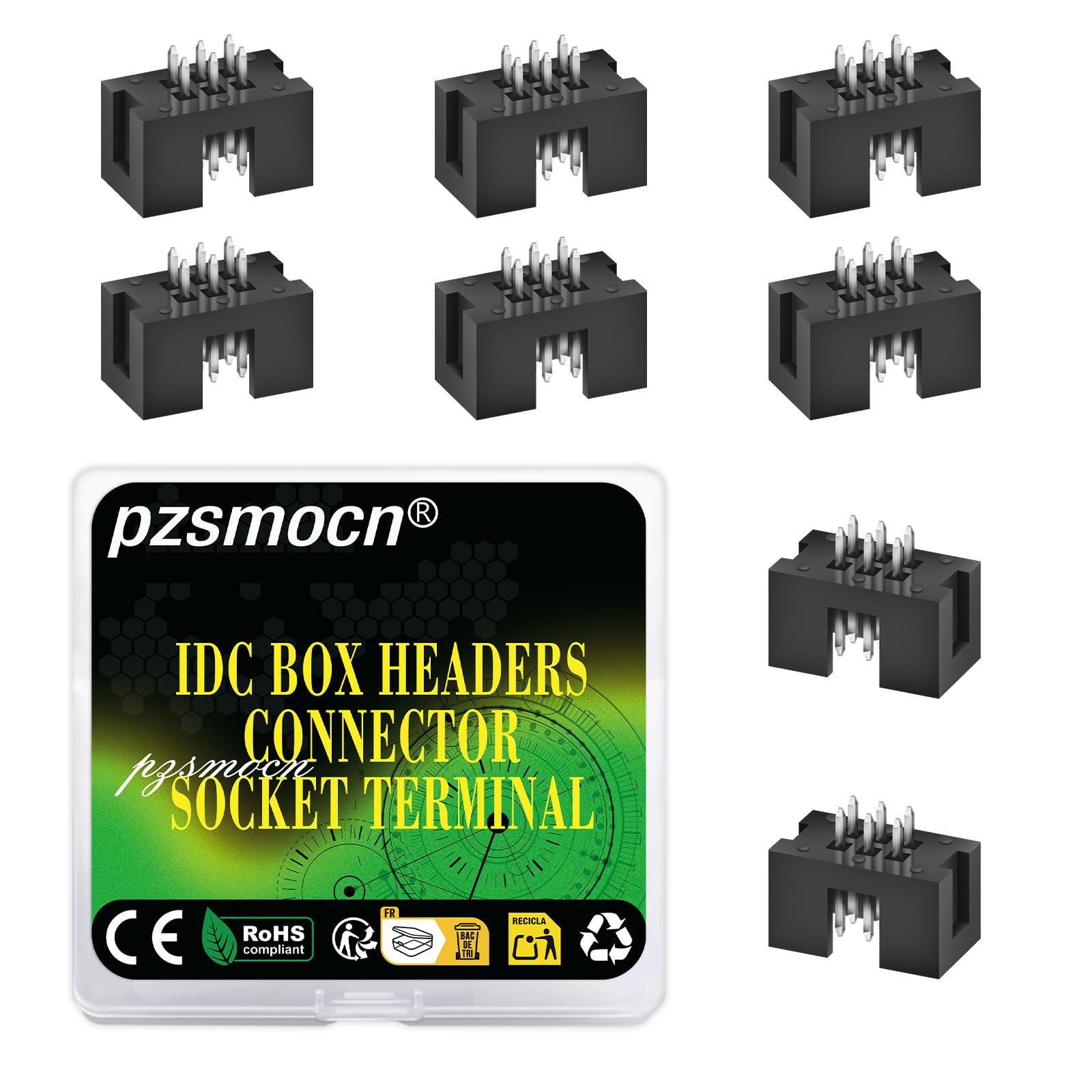 Pzsmocn 20 Pieces IDC 2 * 3 Double Row 2.54 mm Pitch JTAG ISP 6-Pin Straight Pin in-line Box Header Connector Adapter Cable Male Socket Terminal for PCB Electronic Equipment Projects.