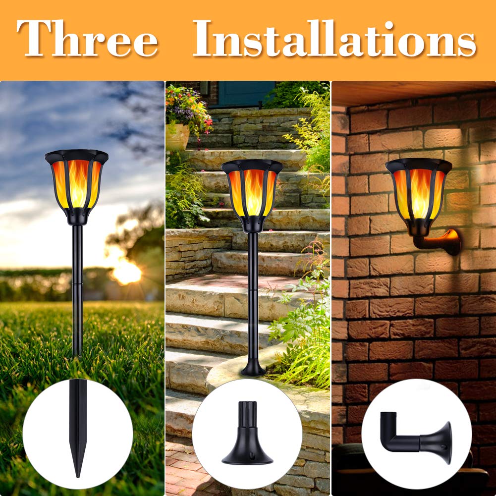 Solar Torch Flame Landscape Lights, ARINO 96LED 35Lumens Outdoor Solar Lights Waterproof Flickering Flames Effect Torches Lights for Garden Patio Deck Driveway Christmas Landscape Decoration, 2 Pack