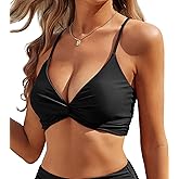 ZAFUL Twist Bikini Tops for Women Push Up Swimsuit Top Lace Up Padded Bathing Suit Tops Only