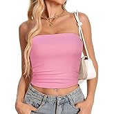Women Tube Tops Strapless Shirt Summer Outfits Bandeau Basic Crop Top Y2k Going Out