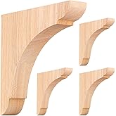 4 Pcs Wood Corbels Shelf Brackets for Countertop 6" L x 6" W x 1.18" T Natural Rubber Wood with Hanging Hook for Bookshelves 