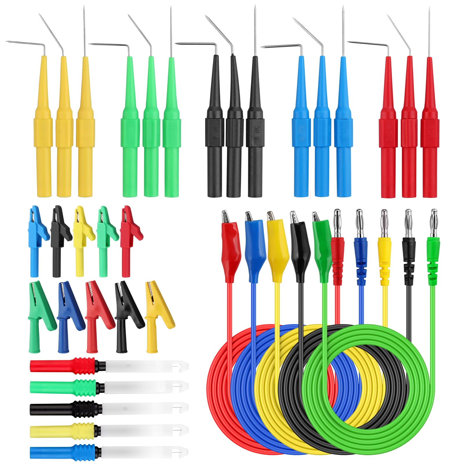Photo 1 of ALLmeter Back Probe Kit – 35PCS Automotive Test Leads Set with Storage Box,5 Large Alligator Clips,5 Wire Piercing Probes,Flexible Multi-Angle Needles for Multimeter & Automotive Diagnostics