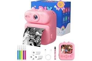 Kids Camera Instant Print: Gleeglee 1080P Instant Print Camera for Kids - Christmas Birthday Gifts for Girls Boys - Portable Toy for 3 4 5 6 7 8 9 10 Years Old, Pink Cat