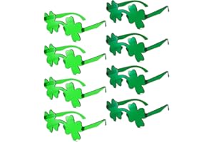 Pibupibu 6/8 Pack St. Patrick's Day Irish Green Shamrock Sunglasses, Clover Party Glasses Leprechaun Costume Eyewear