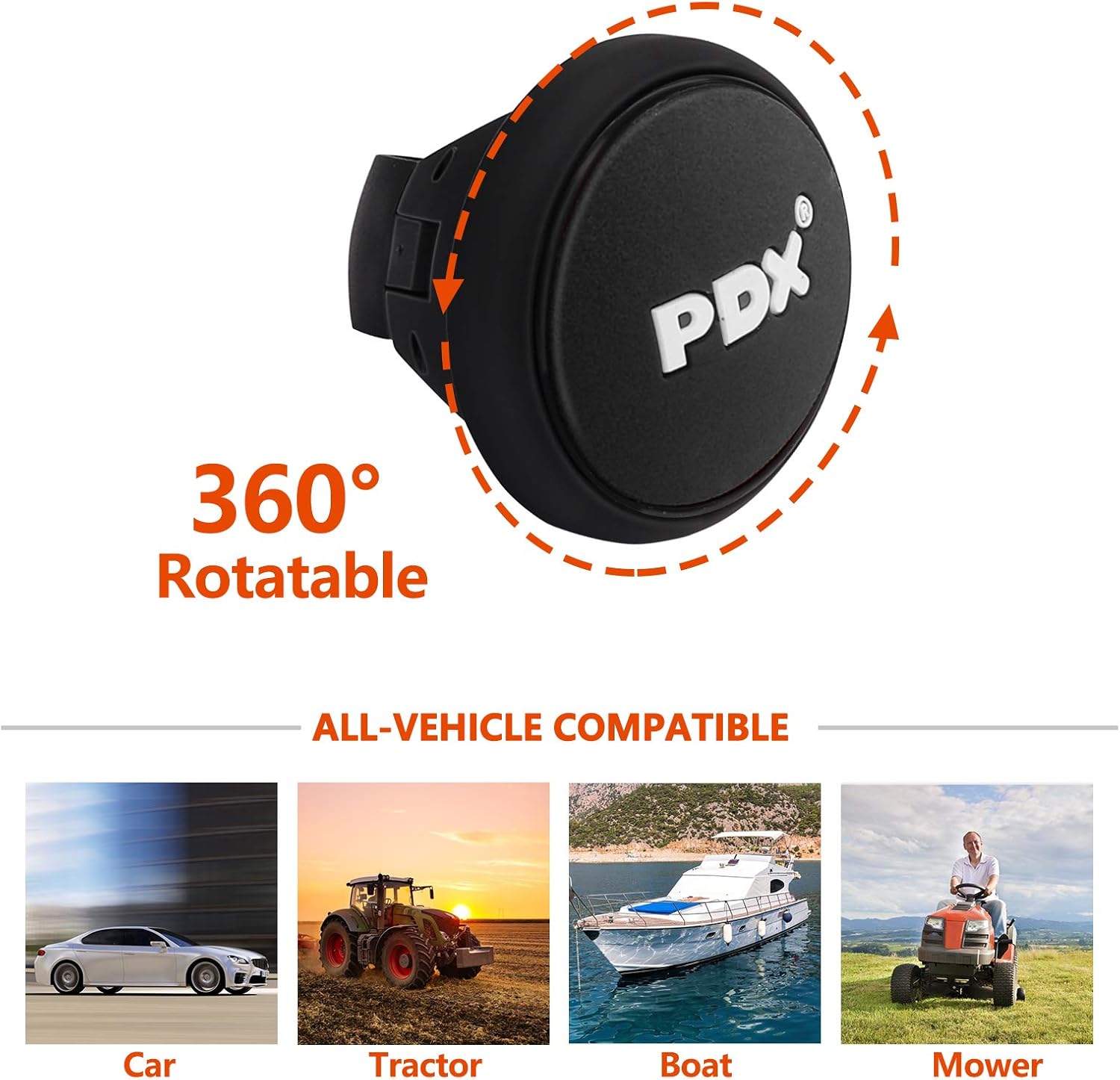 kropm Universal Fit Steering Wheel Knob, Premium Quality Car Vehicle Spinner, Classic Silicone Suicide Power Handle Accessory for All Cars, Tractors, Trucks (Black): Automotive