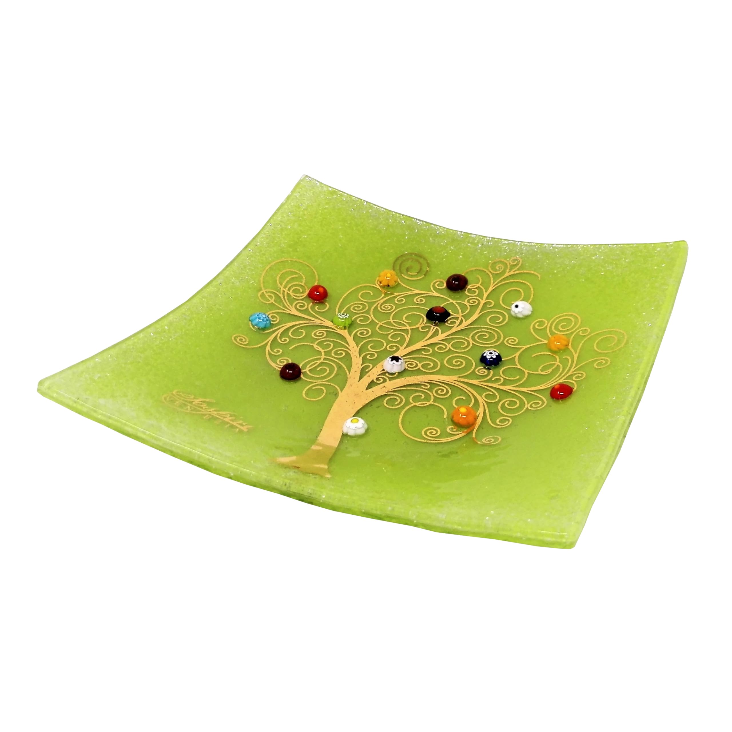 Sospiri Venezia Murano Glass Decorative Dish, Handcrafted Decorative Bowls for Home Decor, Centerpiece Tray, Key Bowl, Gift Decor Tray for Entryway Table, Living Room, Dining Room 5.5"x 5.5"