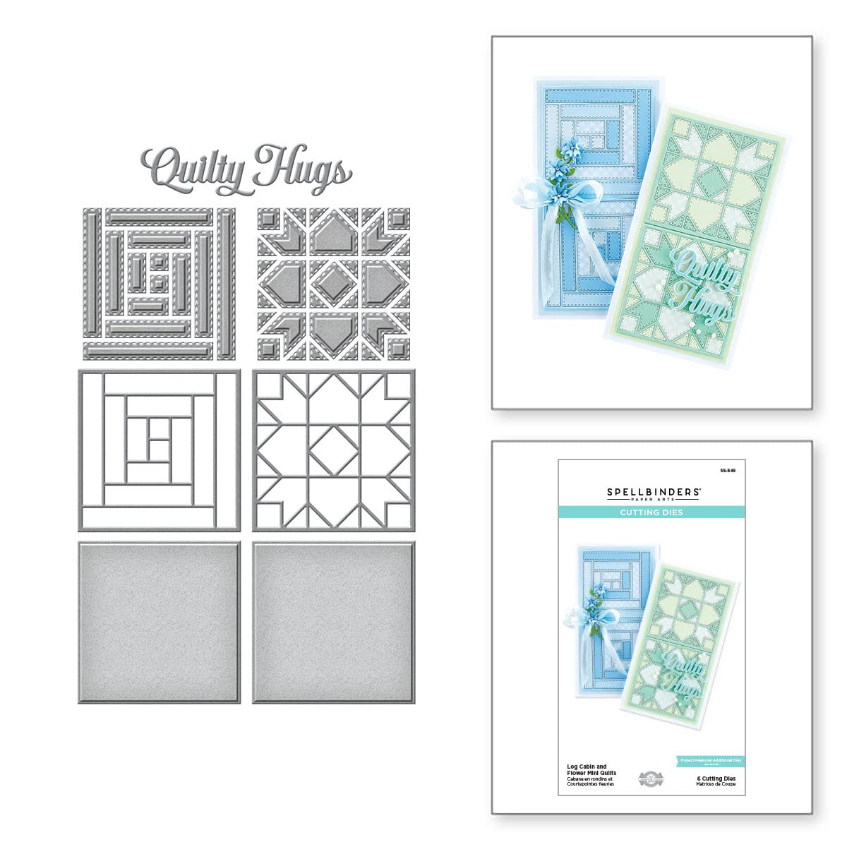 SPELLBINDERS Log Cabin and Flower Mini Quilts