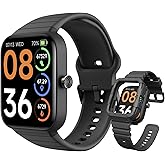 SKG Smart Watch for Men Women (Answer/Make Call), Alexa Built-in, Extra Black Band, 100+ Sports 1.8" Fitness Tracker with Heart Rate SpO2 Monitor, IP68 Smartwatch for Android iPhone, V7 Cyber Black