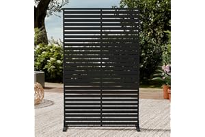 Trygoal Outdoor Privacy Screen 72" H×47" W HDPE Freestanding Decorative Privacy Fence with Steel Poles and Stand 6 Panel, Air Conditioner Fence Panels, Privacy Screen for Patio Backyard,Balcony, Pool