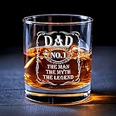 Kraftiful The Man The Myth The Legend Whiskey Glass, Christmas Birthday Gifts For Dads, Best Dad Ever Gift, Gifts From Daughter Son, Whiskey Glasses For Men, Cool Gifts For Papa